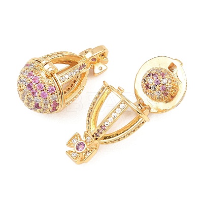 Brass Micro Pave Cubic Zirconia Locket Pendants KK-H538-02G-1