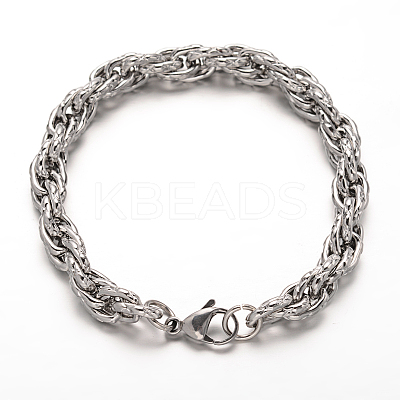 Tarnish Resistant 304 Stainless Steel Rope Chains Bracelets BJEW-L499-05P-1