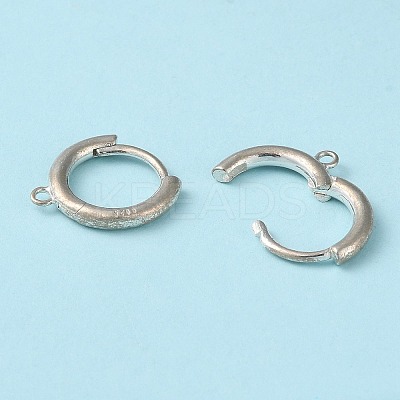 Anti-Tarnish Rhodium Plated 925 Sterling Silver Huggie Hoop Earring Findings STER-D016-02P-1