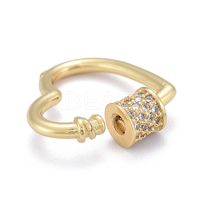 Brass Micro Pave Clear Cubic Zirconia Screw Carabiner Lock Charms ZIRC-E164-07G-1