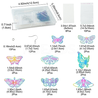 DIY Butterfly 201 Stainless Steel Etched Metal Embellishments Dangle Earring Jewelry Making Kits DIY-FS0007-47-1