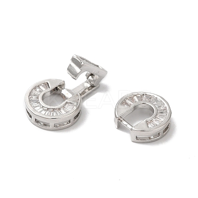Rack Plating Brass Micro Pave Clear Cubic Zirconia Fold Over Clasps KK-A222-15P-1