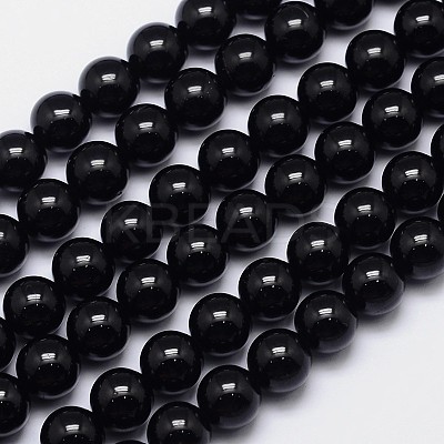 Natural Black Tourmaline Round Bead Strands G-I160-01-10mm-1