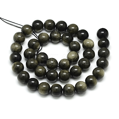 Natural Golden Sheen Obsidian Beads Strands LS-G-S150-20-8mm-1