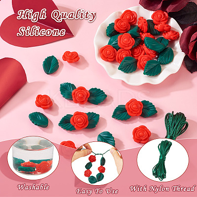DIY Rose Flower Nursing Necklaces Making Kit for Kids Chewing Teething DIY-TA0006-35-1