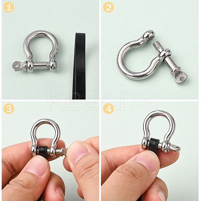 Tarnish Resistant 304 Stainless Steel D-Ring Anchor Shackle Clasps LS-STAS-P198-11A-1