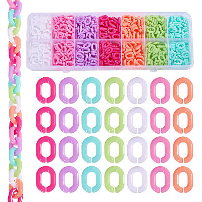 560Pcs 7 Colors Opaque Acrylic Linking Rings MACR-CA0001-41-1