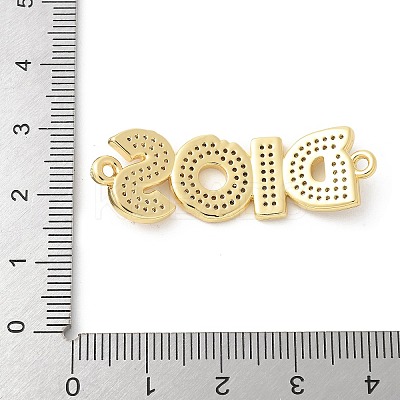 Brass Micro Pave Clear Cubic Zirconia Letter DIOS Connector Charms KK-P294-34G-1