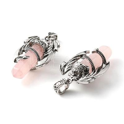 Natural Rose Quartz Pointed Pendants G-B042-04P-50-1