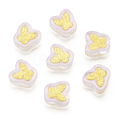 Electroplate Transparent Handmade Lampwork Beads LAMP-Q032-04E-1