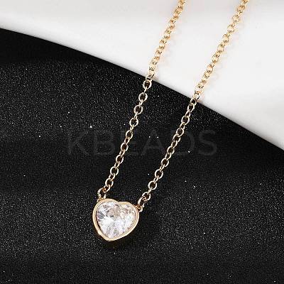 Brass Pave Clear Cubic Zirconia Pendant Necklaces for Women NJEW-Z079-02G-03-1