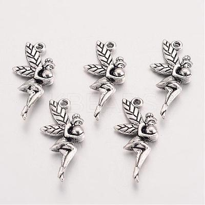 Tibetan Style Alloy Fairy Pendant Rhinestone Settings TIBEP-Q043-350-RS-1