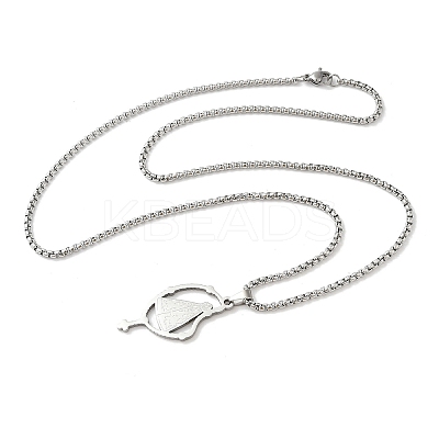 201 Stainless Steel Nossa Senhora Aparecida Virgin Pendant Box Chain Necklaces NJEW-H055-07P-1