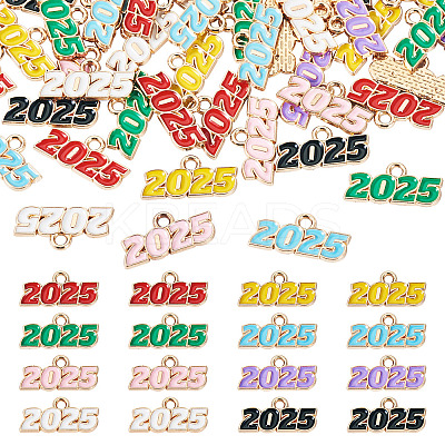 64Pcs 8 Colors Alloy Enamel Pendants ENAM-PJ0001-14-1
