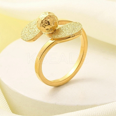 Textured Teardrop 304 Stainless Steel Finger Ring for Women RJEW-L126-16B-G-1