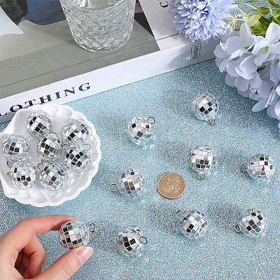 24Pcs Mirror Ball Reflective Ball Pendants AJEW-SC0002-62-1