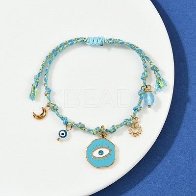 304 Stainless Steel Enamel  Charms Bracelets BJEW-C114-12G-1