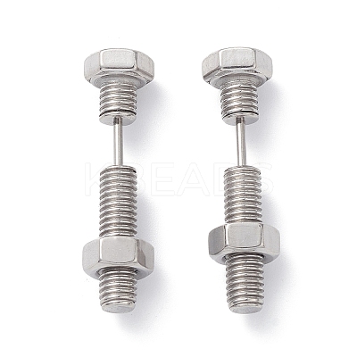 Non-Tarnish 304 Stainless Steel Screw Bolt Ear Taper Stretcher for Woman Men EJEW-F312-08P-1