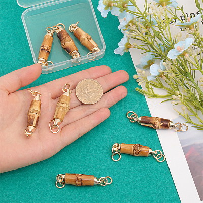 8Pcs Bamboo Connector Charms WOOD-CA0001-67-1