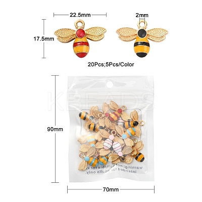 20Pcs 4 Colors Alloy Enamel Pendants ENAM-YW0001-91-1