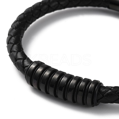 Leather Braided Round Cord Bracelet BJEW-F460-06EB-1