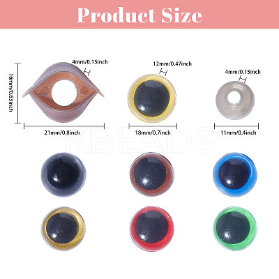 140Pcs 7 Colors Half Round Plastic Craft Safety Eyes & Eyelid Sets DIY-GL0005-17-1