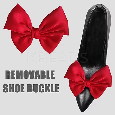 Detachable Ribbon Satin Bowknot Shoe Decoration AJEW-WH0502-33I-1