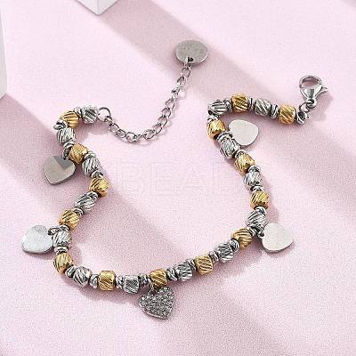 Punk Style 304 Stainless Steel Column Link Charm Bracelets for Women BJEW-C089-14GP-1