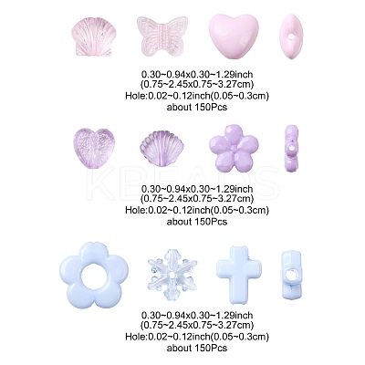 450Pcs 3 Colors Transparent & Opaque Acrylic Beads TACR-FS0001-68-1