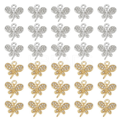 48Pcs 2 Colors Rack Plating Eco-friendly Alloy Crystal Rhinestone Butterfly Charms FIND-HY0003-77-1