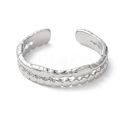 Non-Tarnish 304 Stainless Steel Double Line Open Cuff Rings RJEW-D006-06P-1