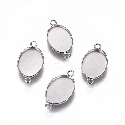 Non-Tarnish 304 Stainless Steel Cabochon Connector Settings STAS-H394-A-01P-1
