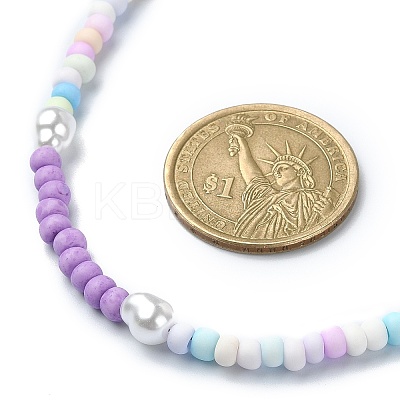 Glass Seed & Plastic Imitation Pearl Beaded Necklace NJEW-JN04377-1