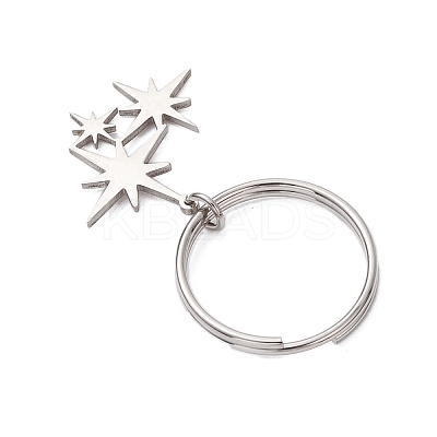 6Pcs 201 Stainless Steel Keychain KEYC-JKC01184-1