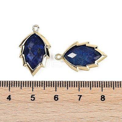 Natural Dyed Lapis Lazuli Faceted Leaf Pendants G-I375-04G-03-1