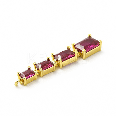 Brass Pave Cubic Zirconia Connector Charms KK-G458-01G-01-1