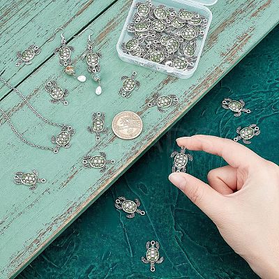40Pcs Antique Silver Tone Alloy Links/Connectors PALLOY-CA0002-27-1