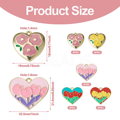 20Pcs 5 Style Zinc Alloy Enamel Pendants ENAM-TA0001-45-1
