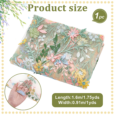 Flower Pattern Polyester Lace Fabic DIY-WH0061-019A-1