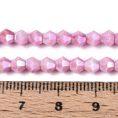 Anti-Tarnish Electroplate Bicone Glass Beads Strands LS-EGLA-T021-4mm-16-04-1