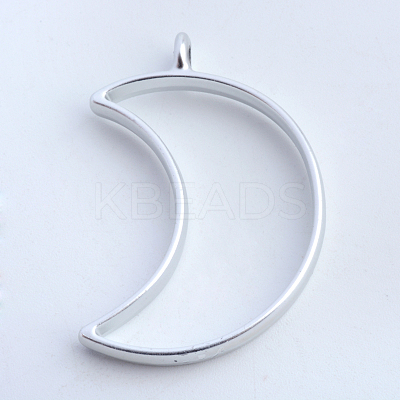 Matte Style Rack Plating Alloy Open Back Bezel Pendants PALLOY-S047-39B-FF-1