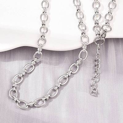 304 Stainless Steel Cable Chains Bracelet & Necklace Jewelry Sets SJEW-L199-01P-1