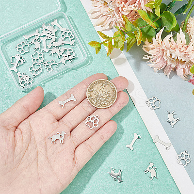 30Pcs 3 Style 304 & 201 Stainless Steel Pendants STAS-AR0001-82-1