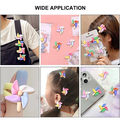 30Pcs 5 Colors Opaque Colorful Windmill Resin Cabochons RESI-CJ0002-52-1