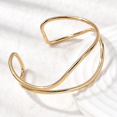 304 Stainless Steel Cuff Bangles for Women LS-BJEW-Z150-01G-02-1