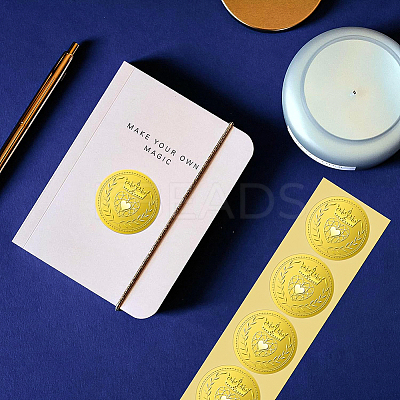Plastic Self Adhesive Gold Foil Embossed Stickers DIY-WH0211-189-1