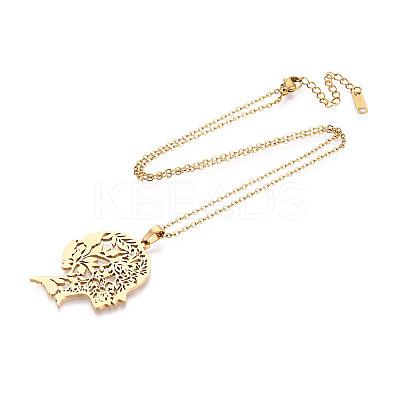 304 Stainless Steel Pendant Necklaces NJEW-T018-54G-1