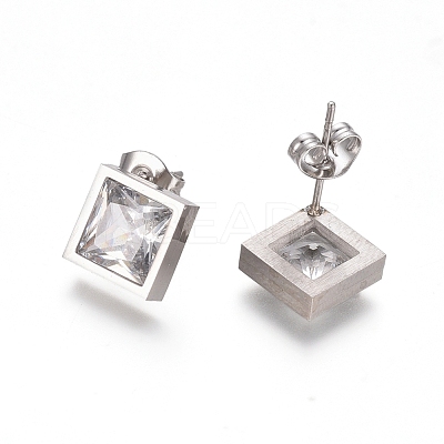 Cubic Zirconia Stud Earrings EJEW-G267-04P-1