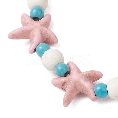 Starfish & Turtle Synthetic Turquoise Beads Stretch Bracelets for Women BJEW-JB12129-01-1