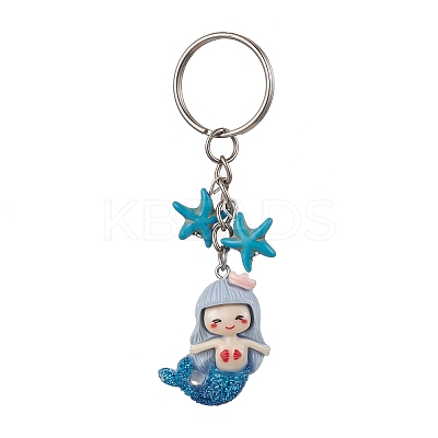Mermaid Opaque Resin Pendant Keychain KEYC-JKC00624-01-1